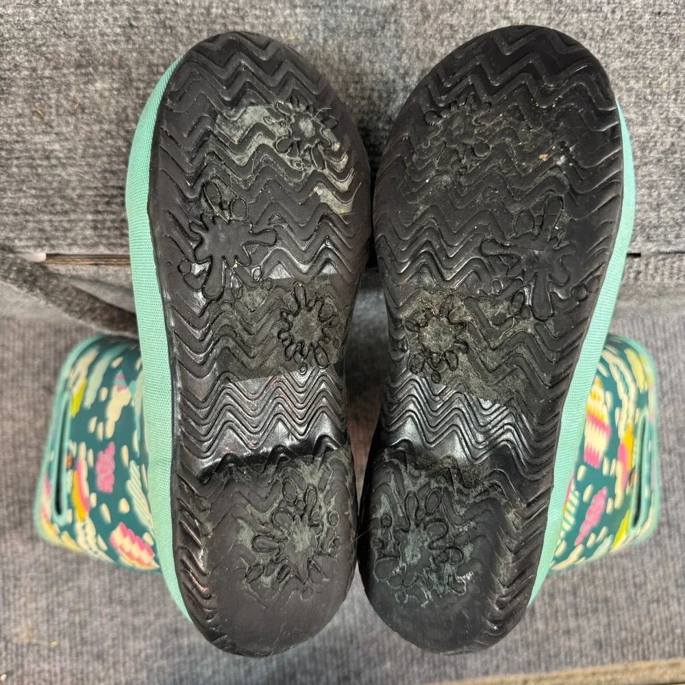 Bogs Rainit Clouds Teal Green Waterproof Rain Boots Youth Size 3 72379-440